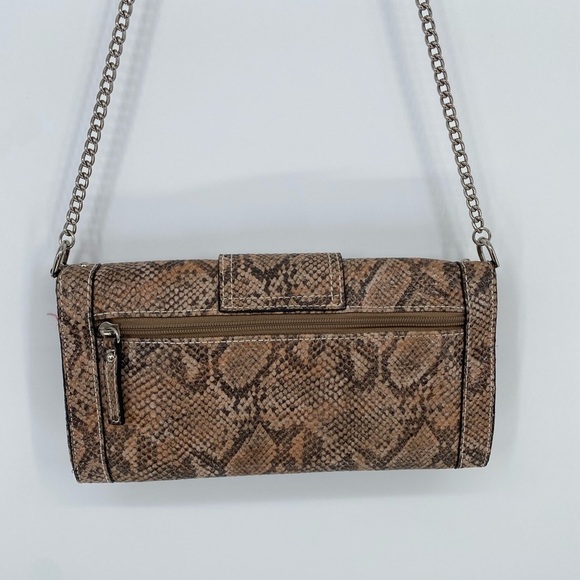 GUESS Snakeskin Clutch Handbag With Silver Shoulder Chain - Picture 4 of 14